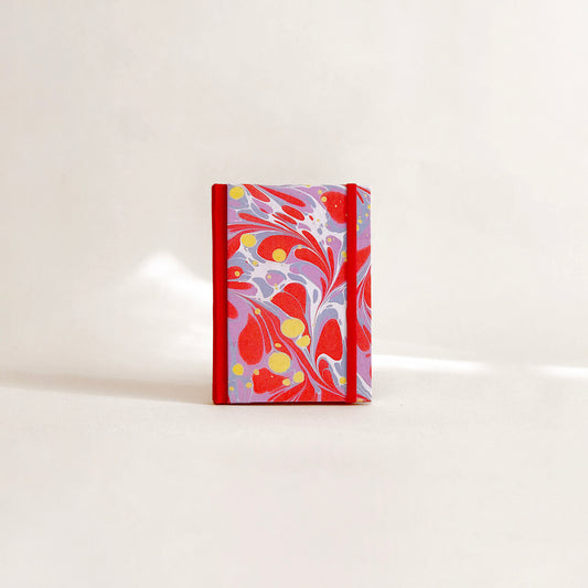 Carnet de notes marbré - rouge et lilas
