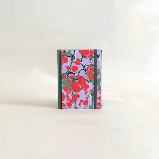 Carnet de notes marbré - vert sapin et rouge