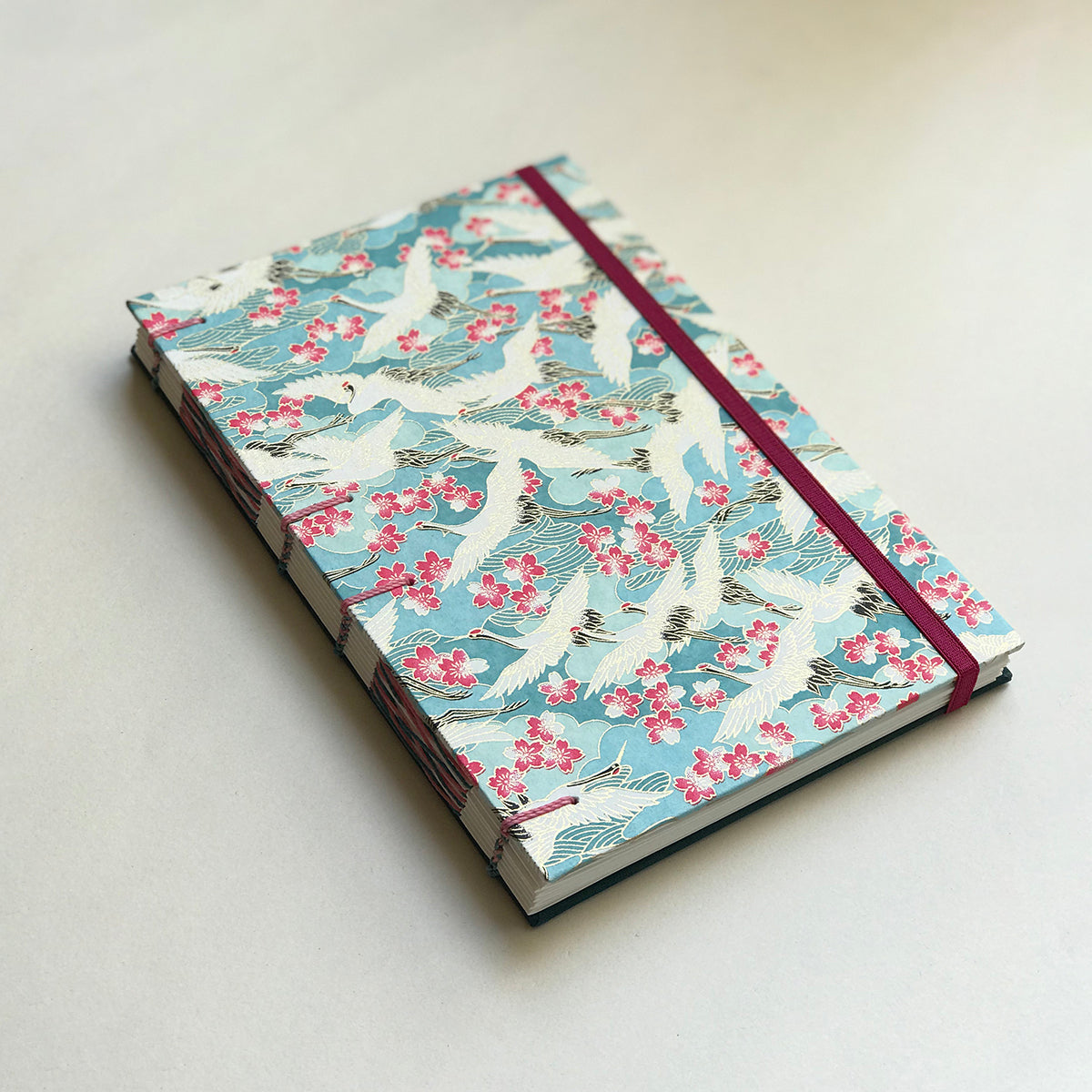 Carnet de notes envolée de grues turquoise