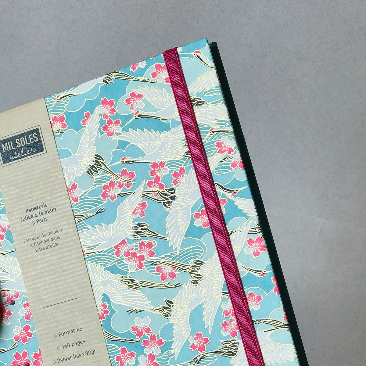 Carnet de notes envolée de grues turquoise