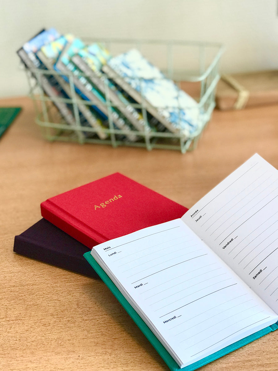 Agenda A6 perpétuel - papier japonais - reliure métallique
