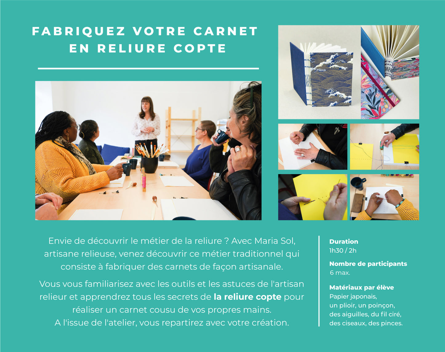 Ateliers créatifs autour de la reliure