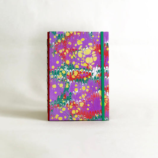 Journal marbré - violet, vert et rouge