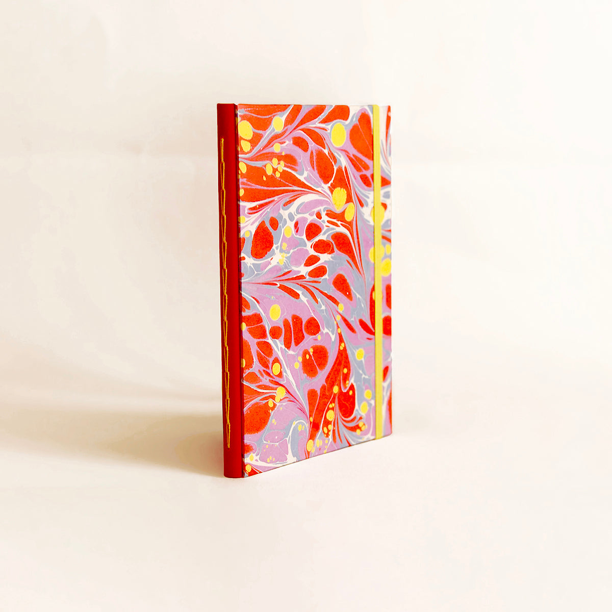 Journal marbré - Rouge, jaune et lilas