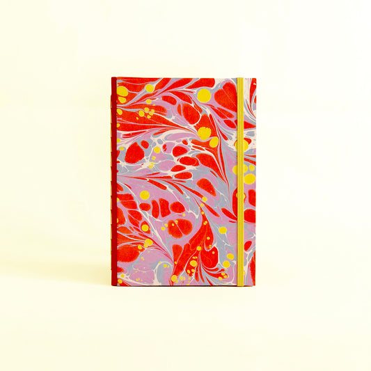 Journal marbré - Rouge, jaune et lilas