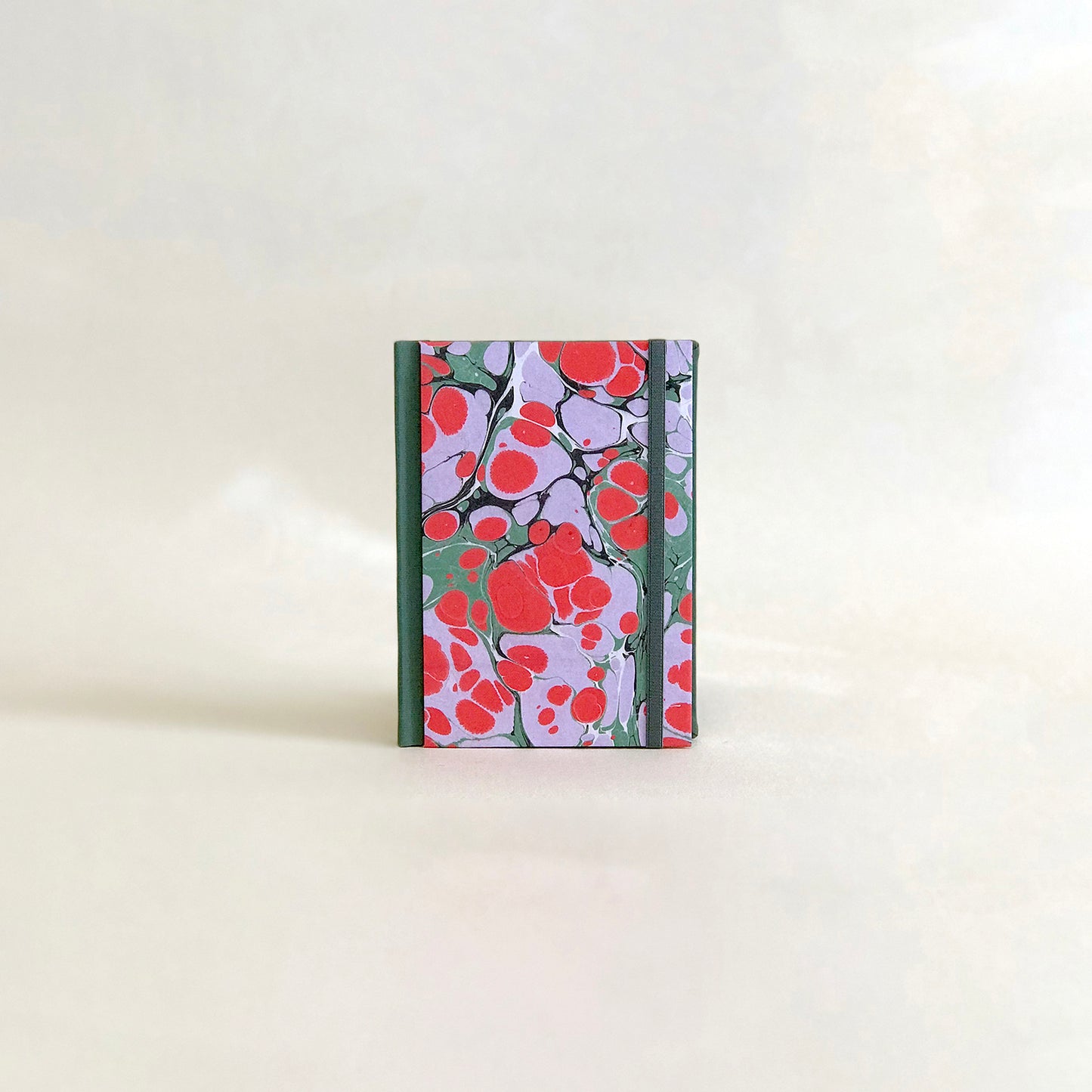 Carnet de notes marbré - vert sapin et rouge