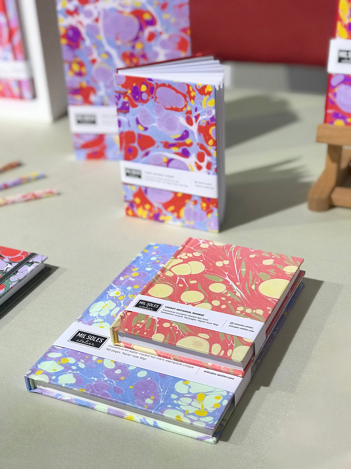 Journal marbré - lilas et vert