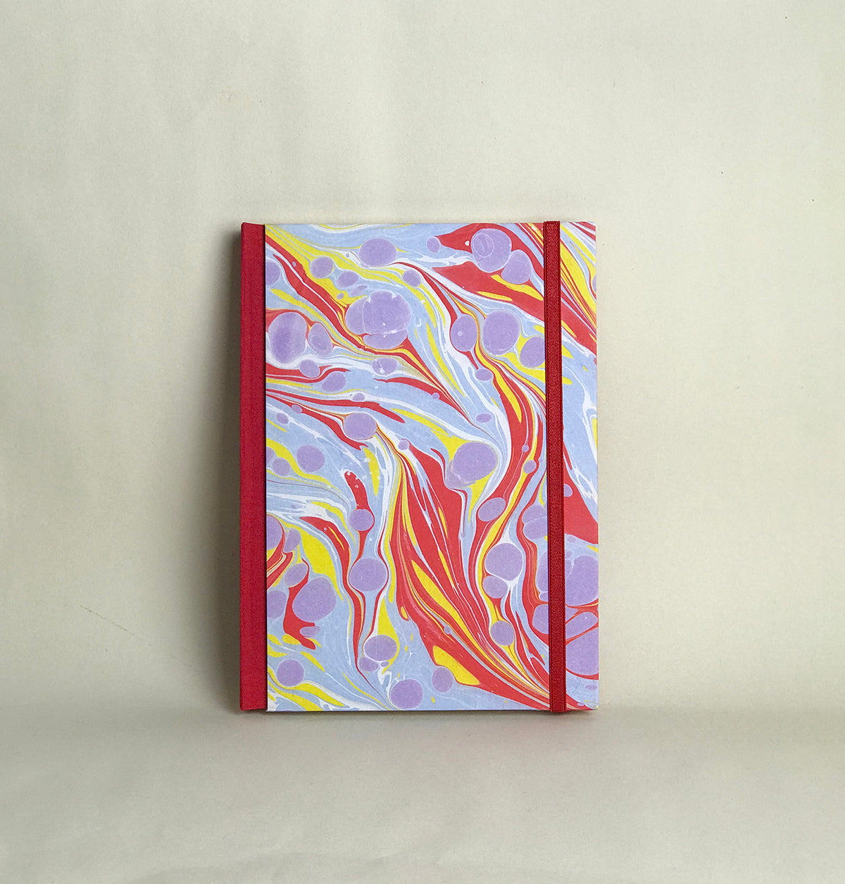 Carnet de notes marbré A5 - Rouge, jaune et lilas