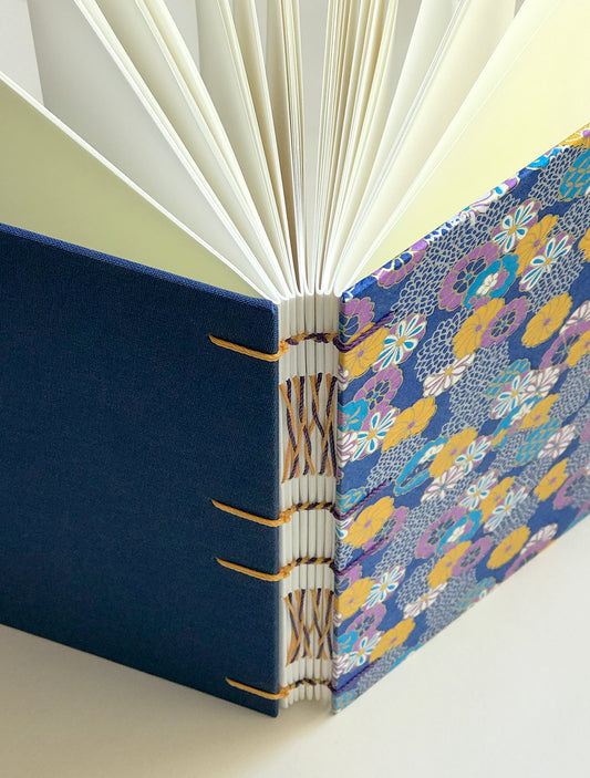 Carnet de notes fleurs orange bleu violet