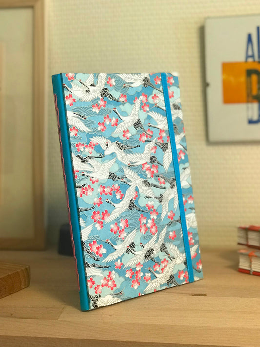 Journal motif envolée de grues