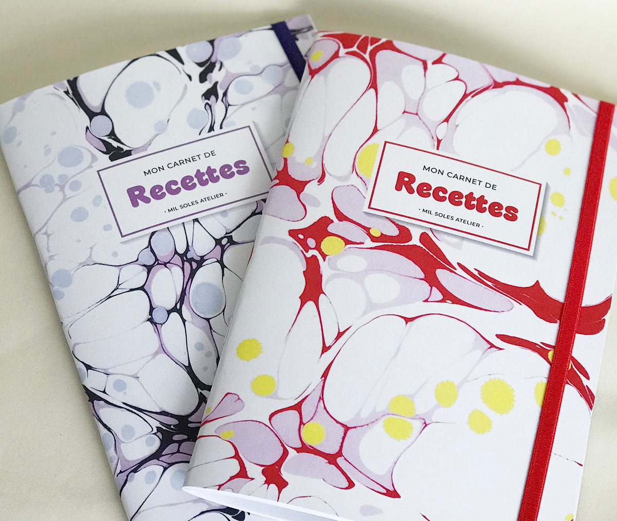 Carnets de Recettes à motifs marbrés